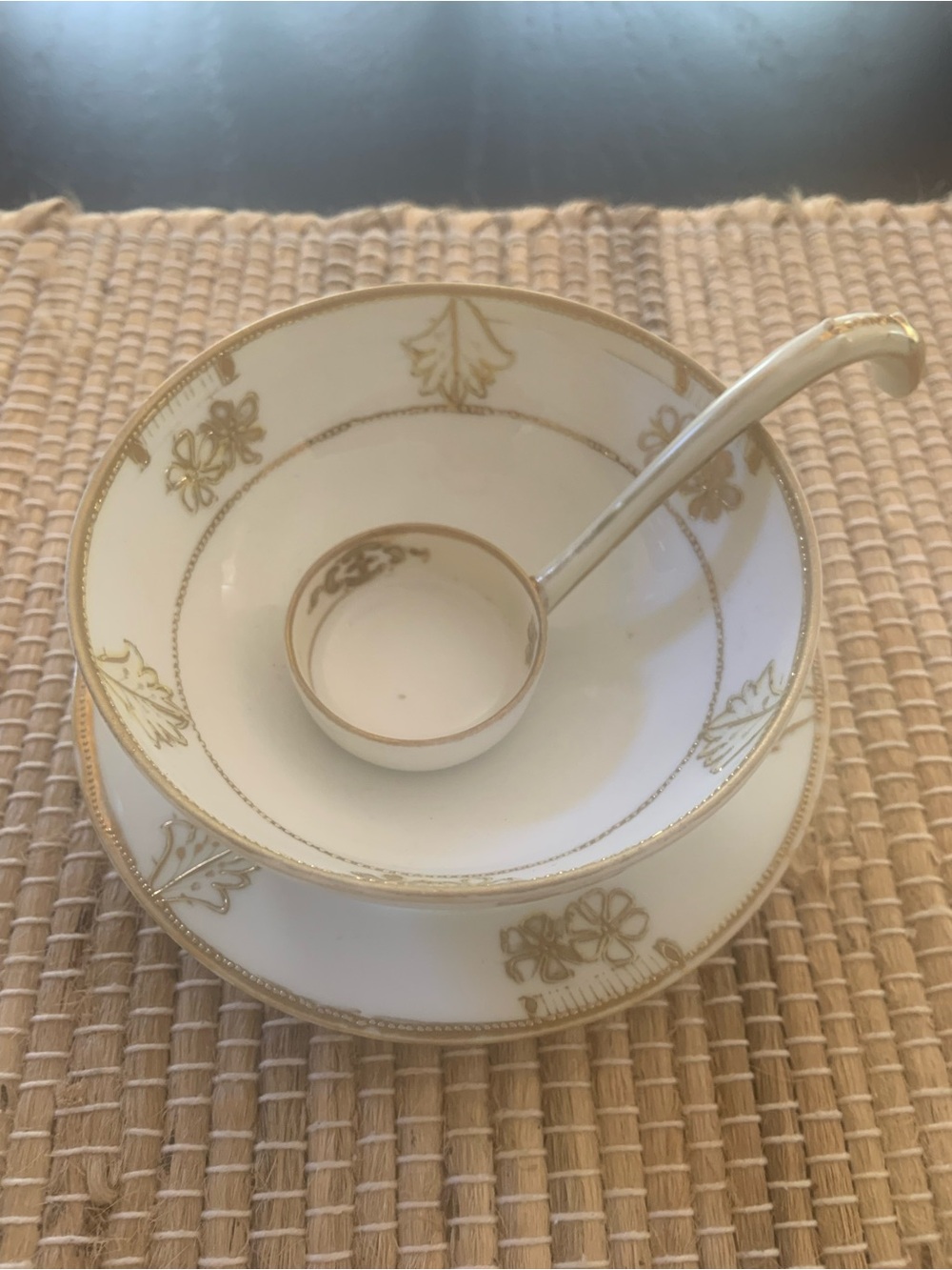 Nippon hand painted golden floral 3 piece set